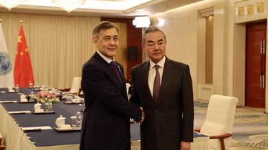 上海合作组织秘书长叶尔梅克巴耶夫会见中共中央政治局委员、外交部长王毅