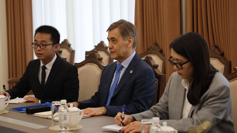上海合作组织秘书长叶尔梅克巴耶夫会见中国外文局领导