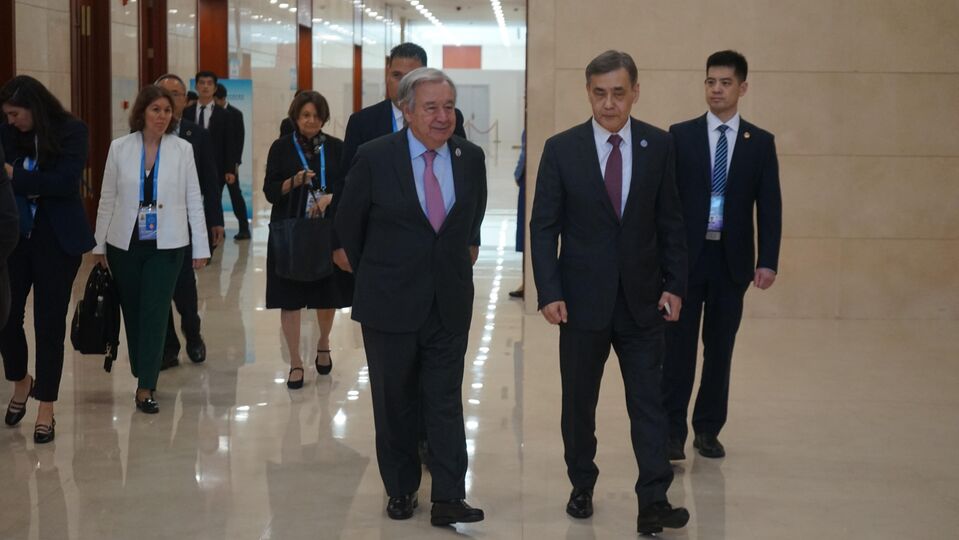 上海合作组织秘书长叶尔梅克巴耶夫会见联合国秘书长古特雷斯