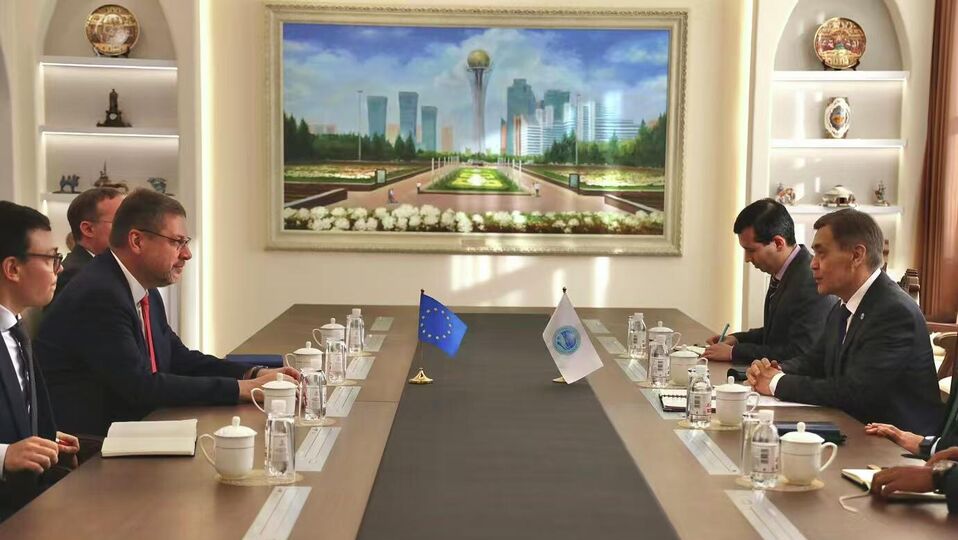 上海合作组织秘书长叶尔梅克巴耶夫会见欧盟特别代表