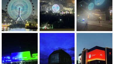 上合组织成立 25 周年:多个成员国首都点亮上合主题灯光