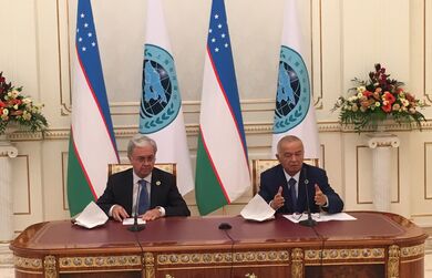 Пресс-брифинг Президента Республики Узбекистан И.Каримова и Генерального секретаря ШОС по итогам Ташкентского саммита ШОС