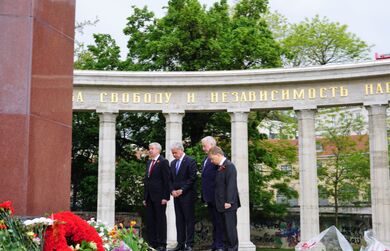 Делегация ШОС у памятника героям Красной Армии в Вене