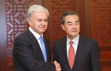 上合组织秘书长祝贺王毅出任国务委员兼外交部长 поздравительное послание в адрес Ван И