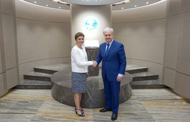 上合组织秘书长会见黎巴嫩共和国驻华大使 Встреча Генерального секретаря Рашида Алимова с Чрезвычайным и Полномочным Послом Ливанской Республики в Китайской Народной Республике Милией Джаббур
